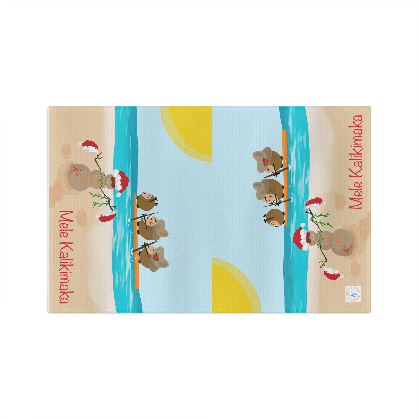 Coconut Family Christmas Paddling Soft Tea Towel