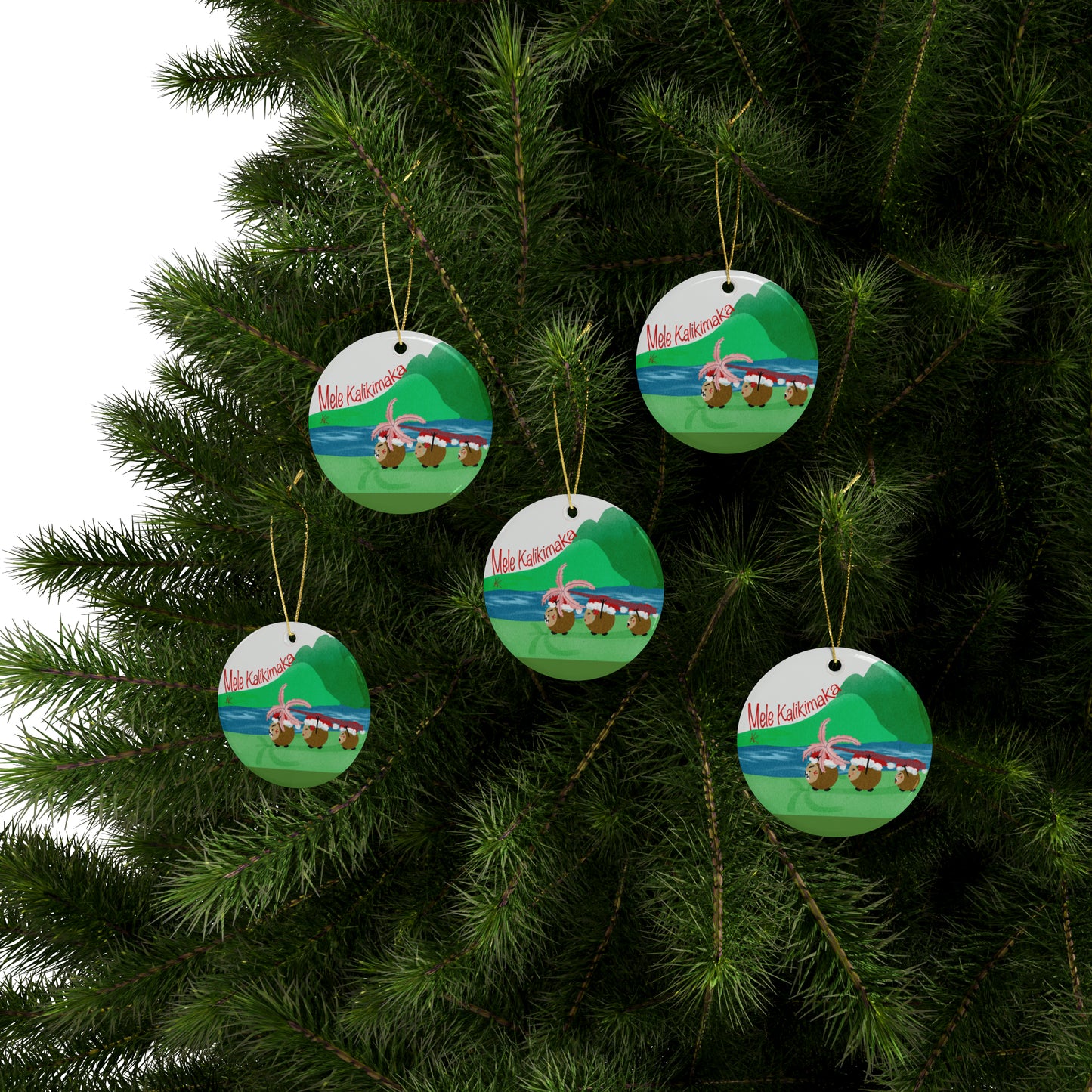 #2 Coconut Family Christmas Ceramic Ornaments (1pcs, 5pcs, 10pcs, 20pcs)