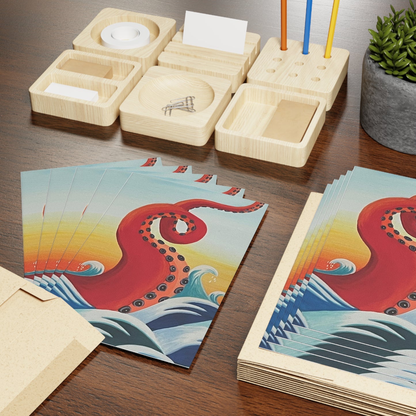 Red Tentacle Note Cards (1 or 10-pcs)