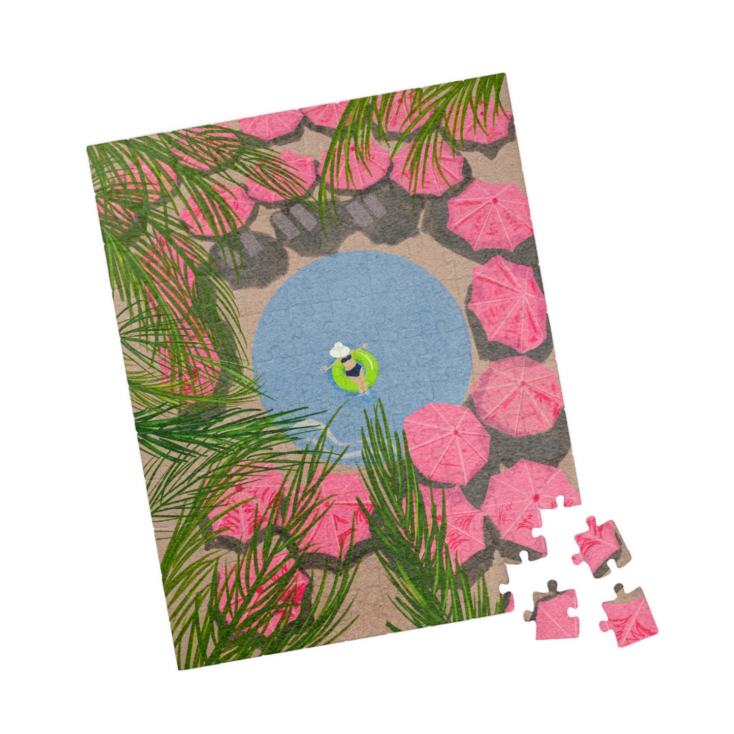 Royal Hawaiian Pool 110-Piece Jigsaw Puzzle — Tropical Pink Palace Keepsake