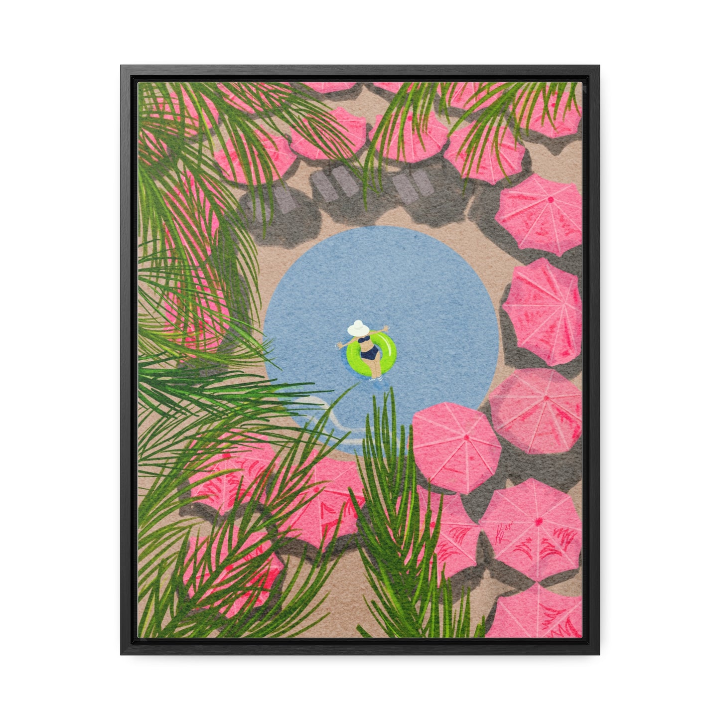 The Royal Hawaiian Pool, wrap canvas print, framed