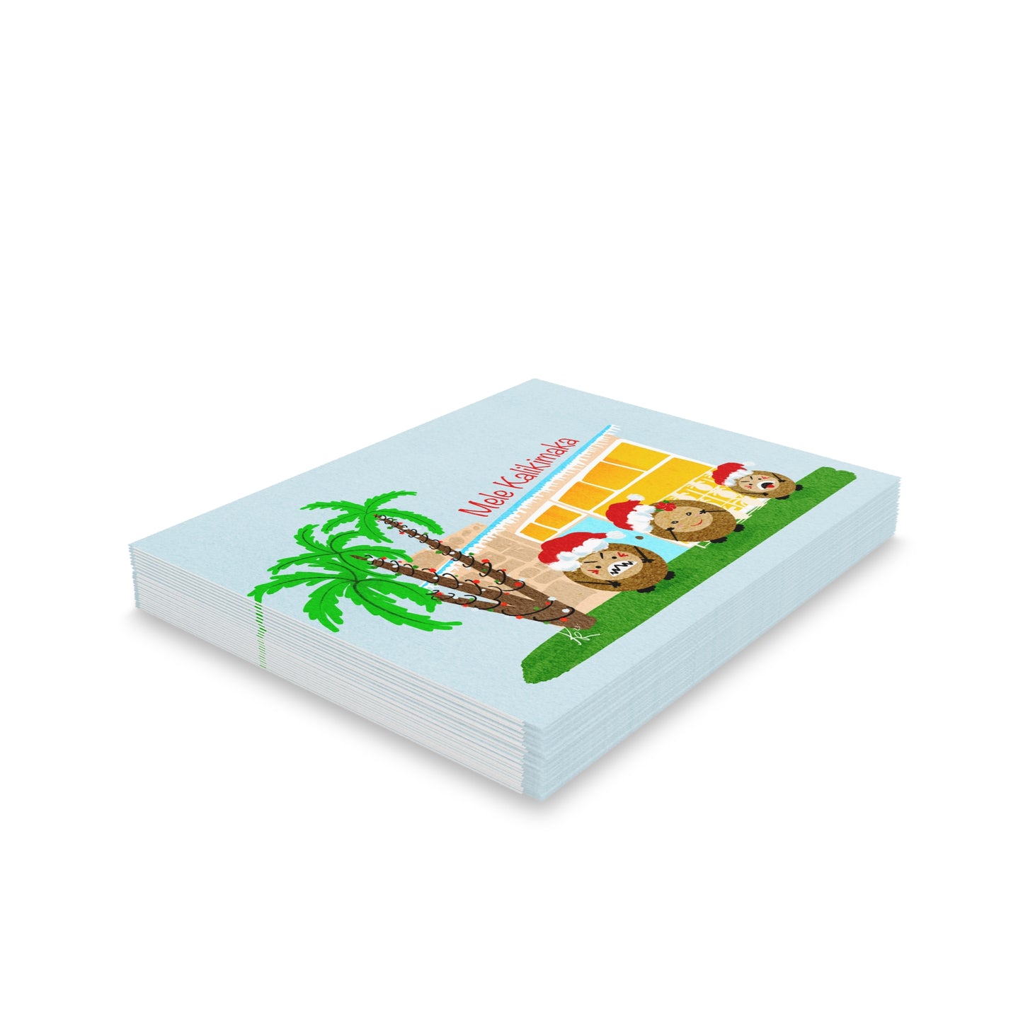 Mele Kalikimaka Coconut Family (son) Blank Greeting cards (8, 16, and 24 pcs)