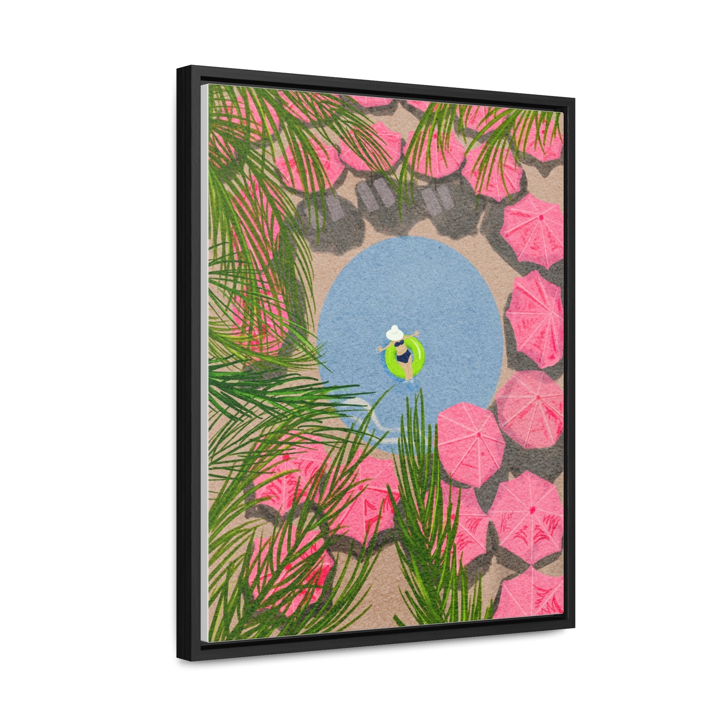 The Royal Hawaiian Pool, wrap canvas print, framed