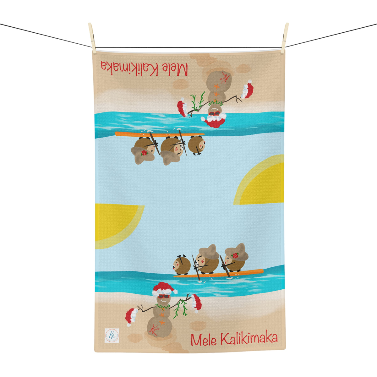 Coconut Family Christmas Paddling Soft Tea Towel