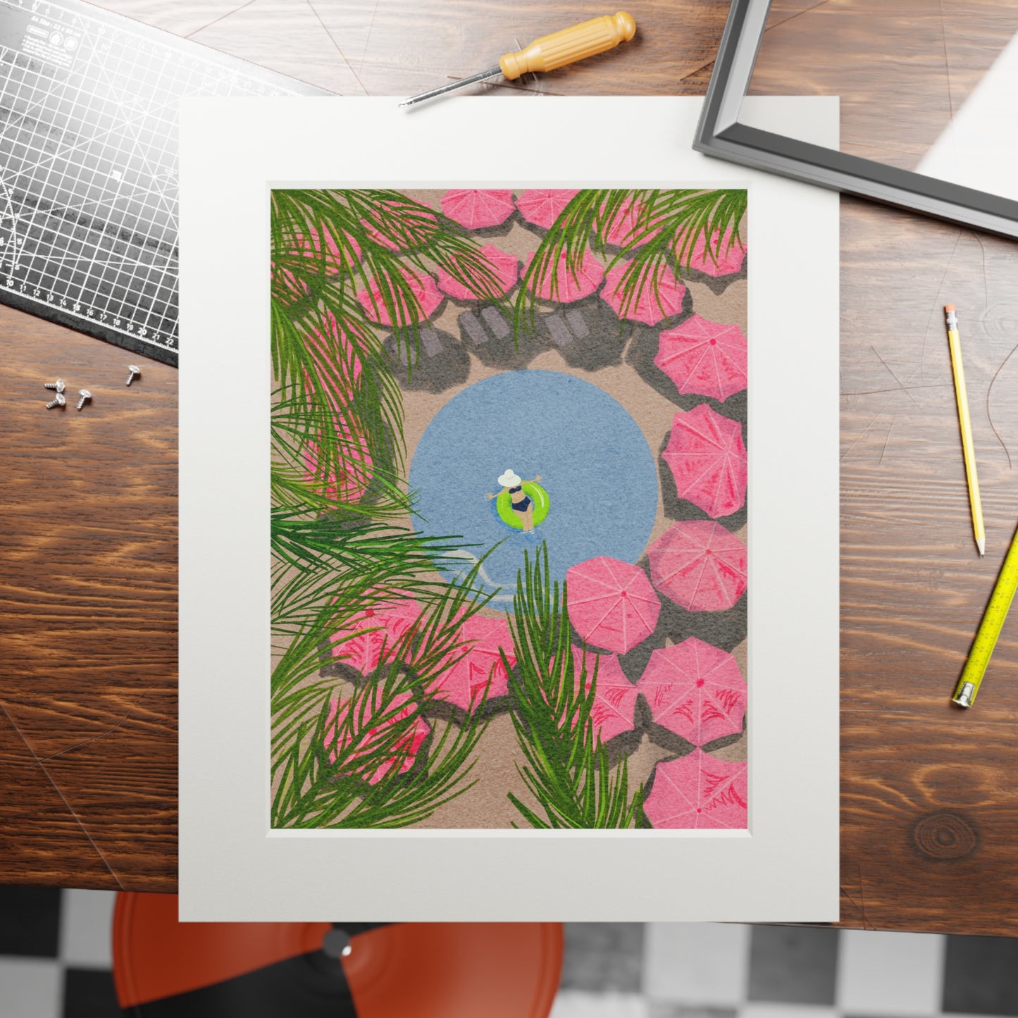 The Royal Hawaiian Pool, 11x14" Mat Giclee Prints