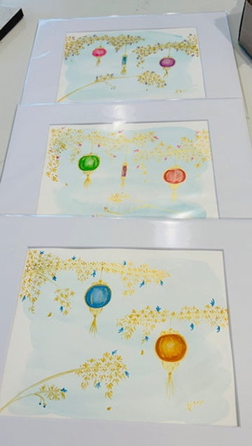 Korean Buddhist Lanterns 11x14"