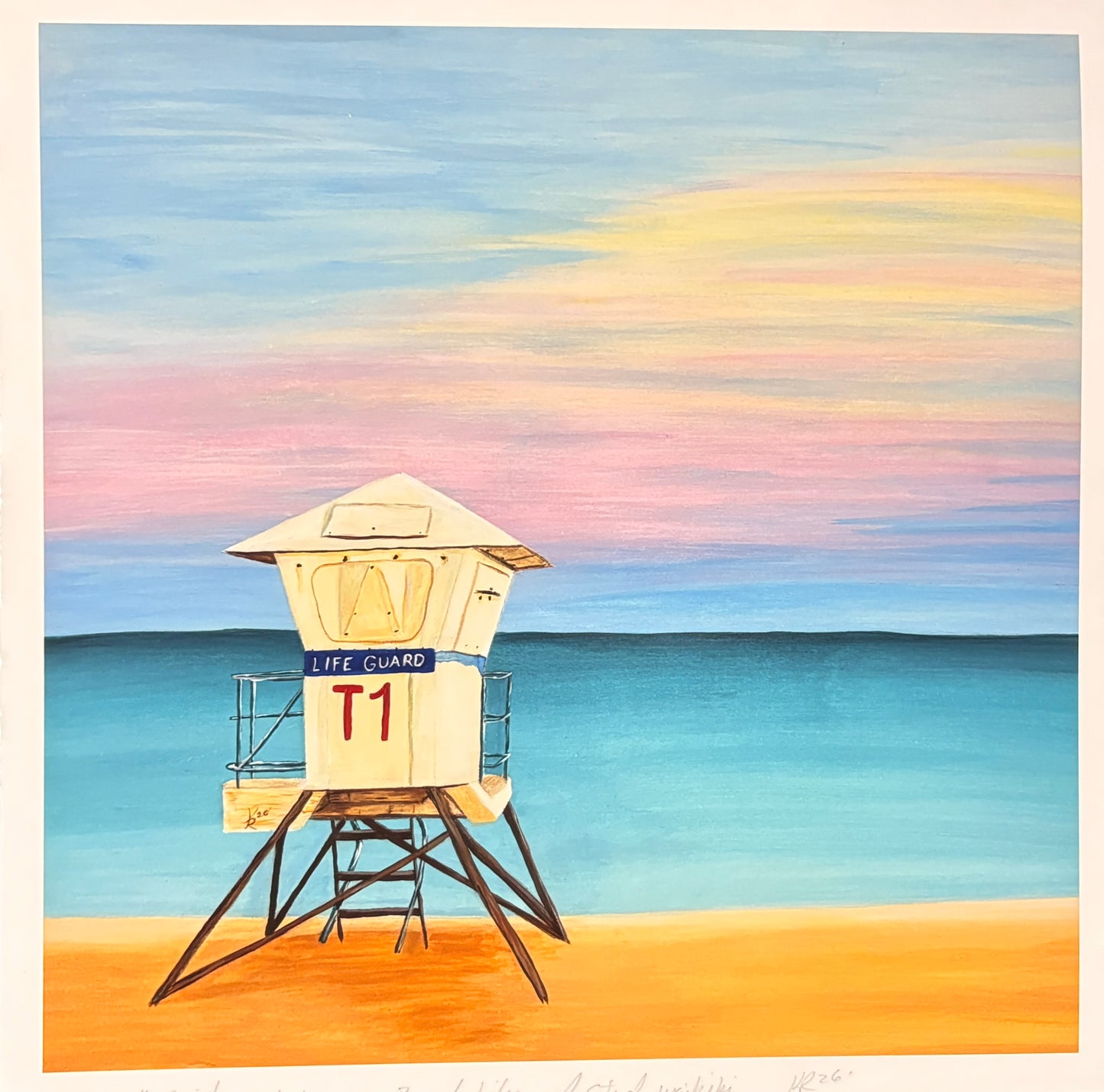 White Plains Lifeguard Stand, Oahu 12x12" no mat