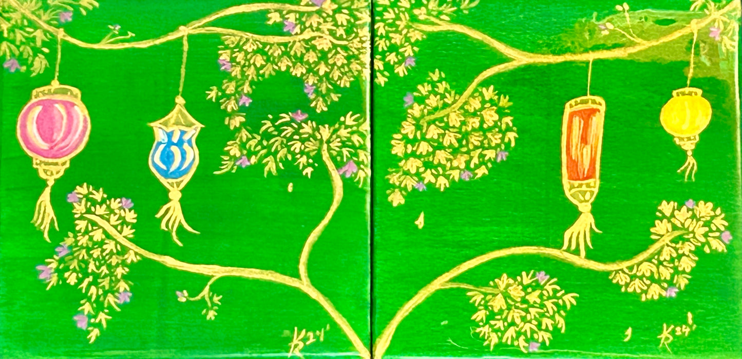 Korean Lanterns (mini's) Green set 6x6"
