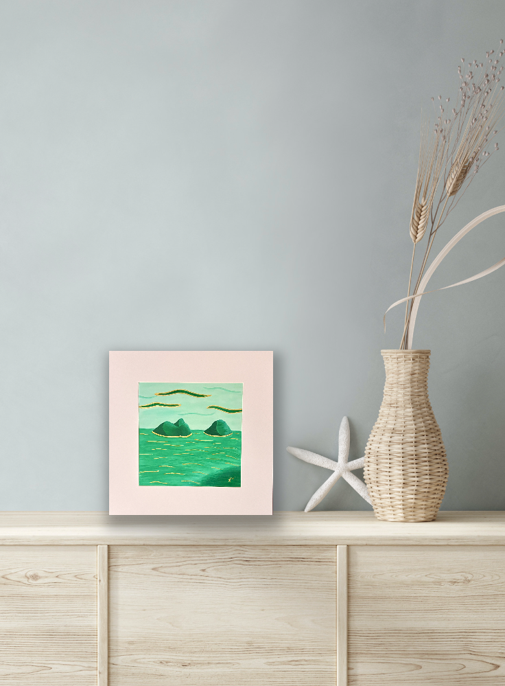 NāMokulua (Mokes Islands) 7.5 x 7.5" with mat
