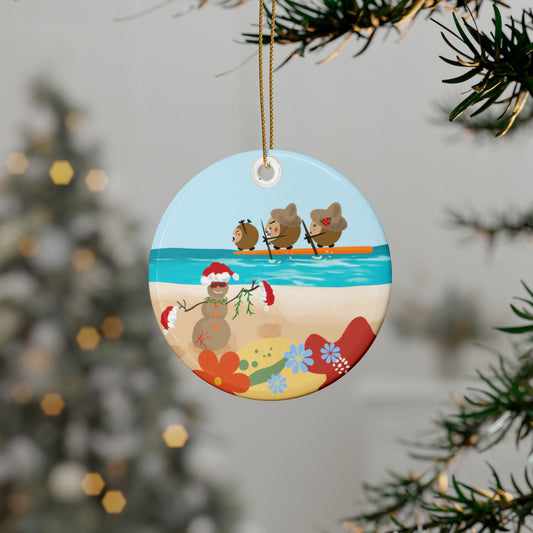 #5 Coconut Family Christmas  Ceramic Ornaments (1pcs, 5pcs, 10pcs)