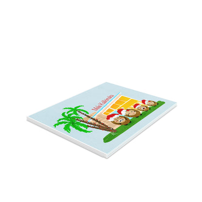 Mele Kalikimaka Coconut Family (son & daughter) Blank Greeting cards (8, 16, and 24 pcs)