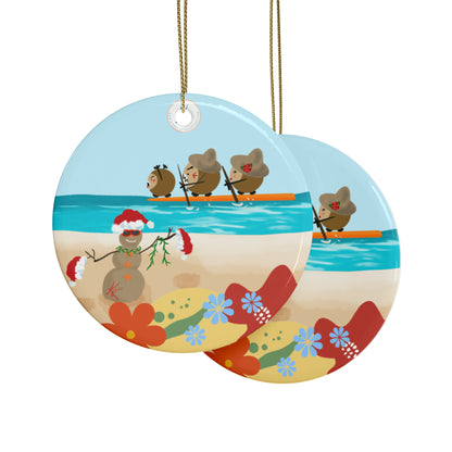 #5 Coconut Family Christmas  Ceramic Ornaments (1pcs, 5pcs, 10pcs, 20pcs)