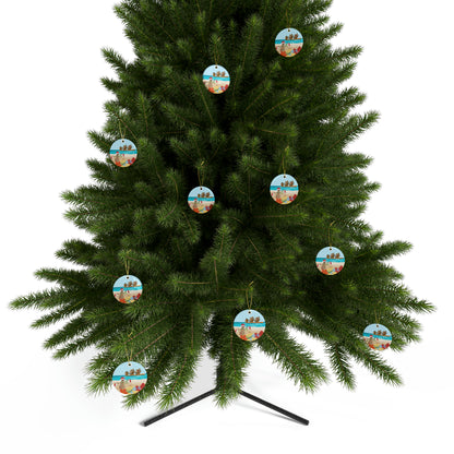 #5 Coconut Family Christmas  Ceramic Ornaments (1pcs, 5pcs, 10pcs, 20pcs)