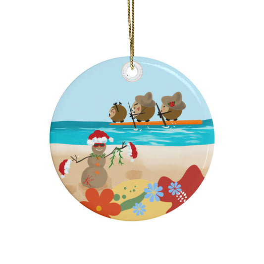 #5 Coconut Family Christmas  Ceramic Ornaments (1pcs, 5pcs, 10pcs)