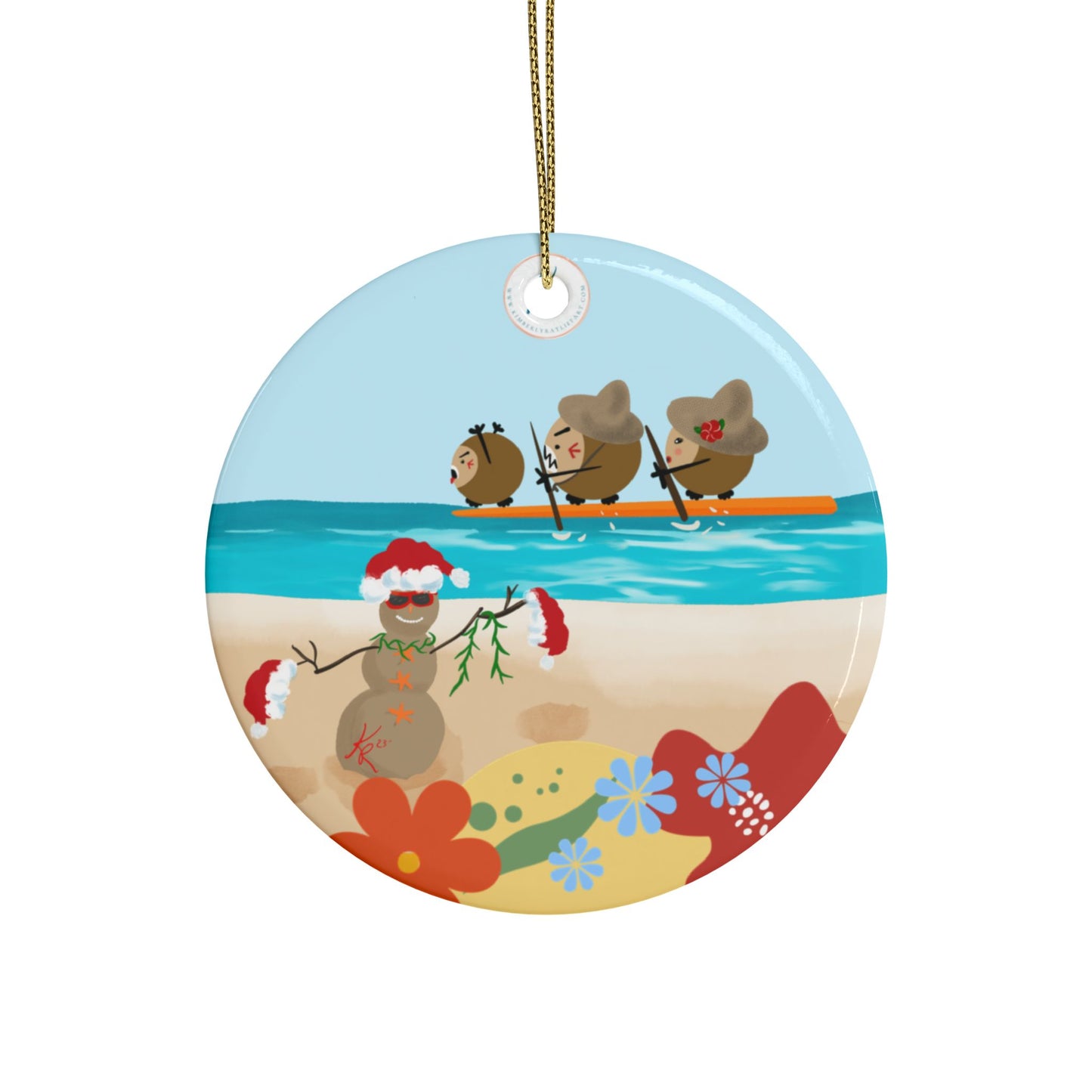 #5 Coconut Family Christmas  Ceramic Ornaments (1pcs, 5pcs, 10pcs)