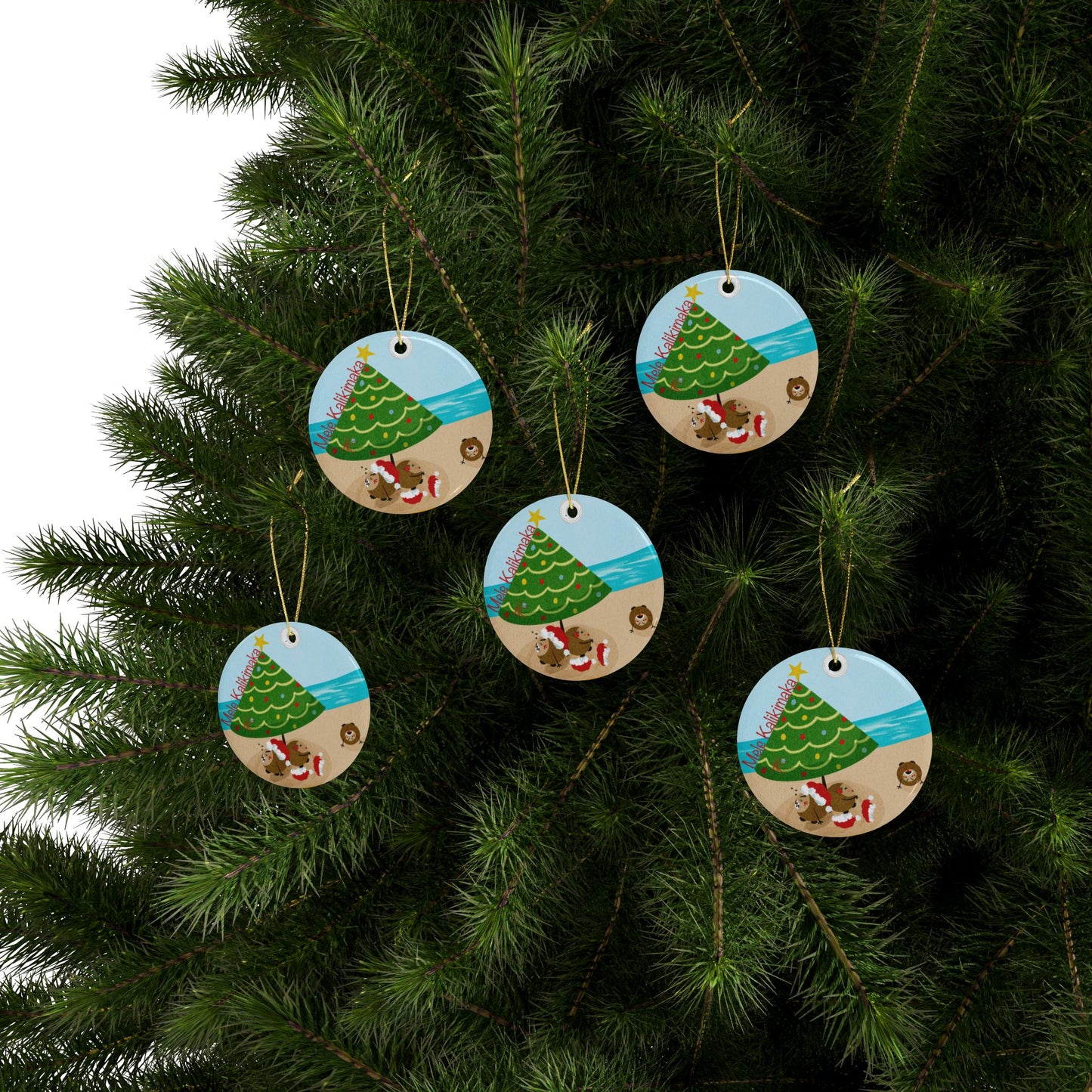 #4 Coconut Family Christmas Ceramic Ornaments (1pcs, 5pcs, 10pcs)