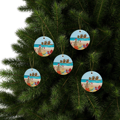 #5 Coconut Family Christmas  Ceramic Ornaments (1pcs, 5pcs, 10pcs)