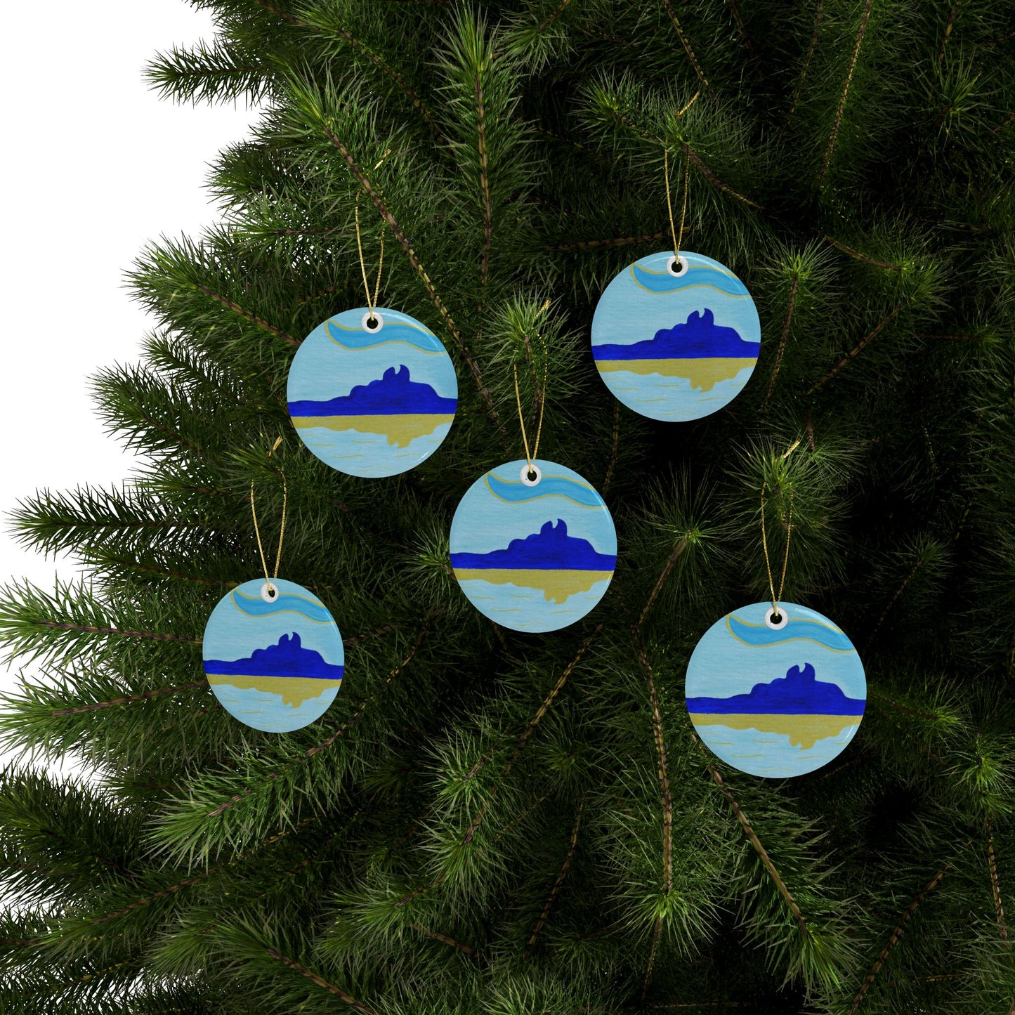 Blue Bora Bora Ceramic Ornaments (1pcs, 5pcs, 10pcs)