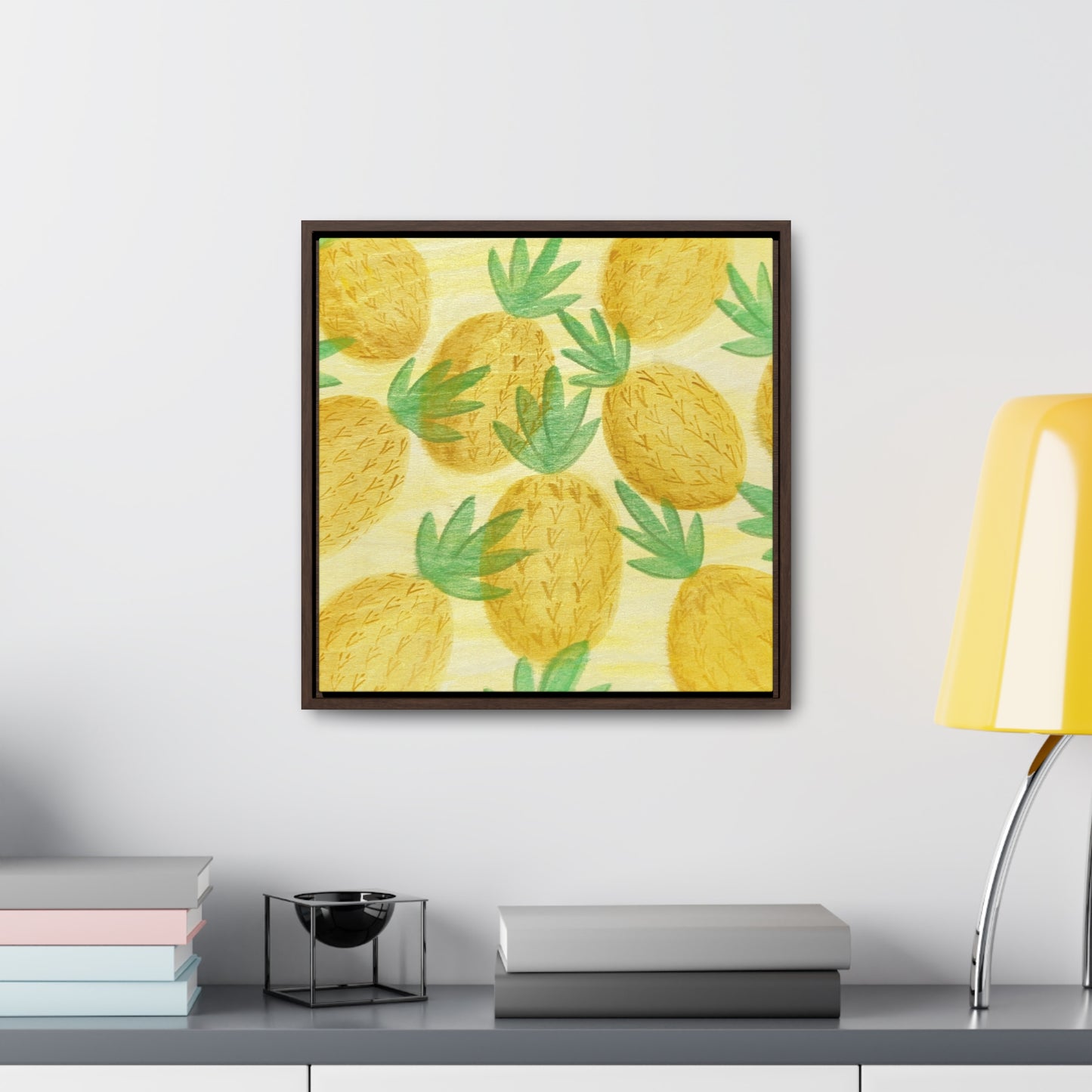 Canvas Print, Pineapple Pattern Square Frame Wall Art