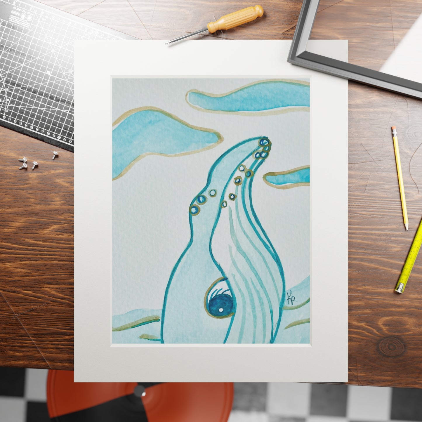 Dreamy Whale 11x14" Mat Giclee Prints