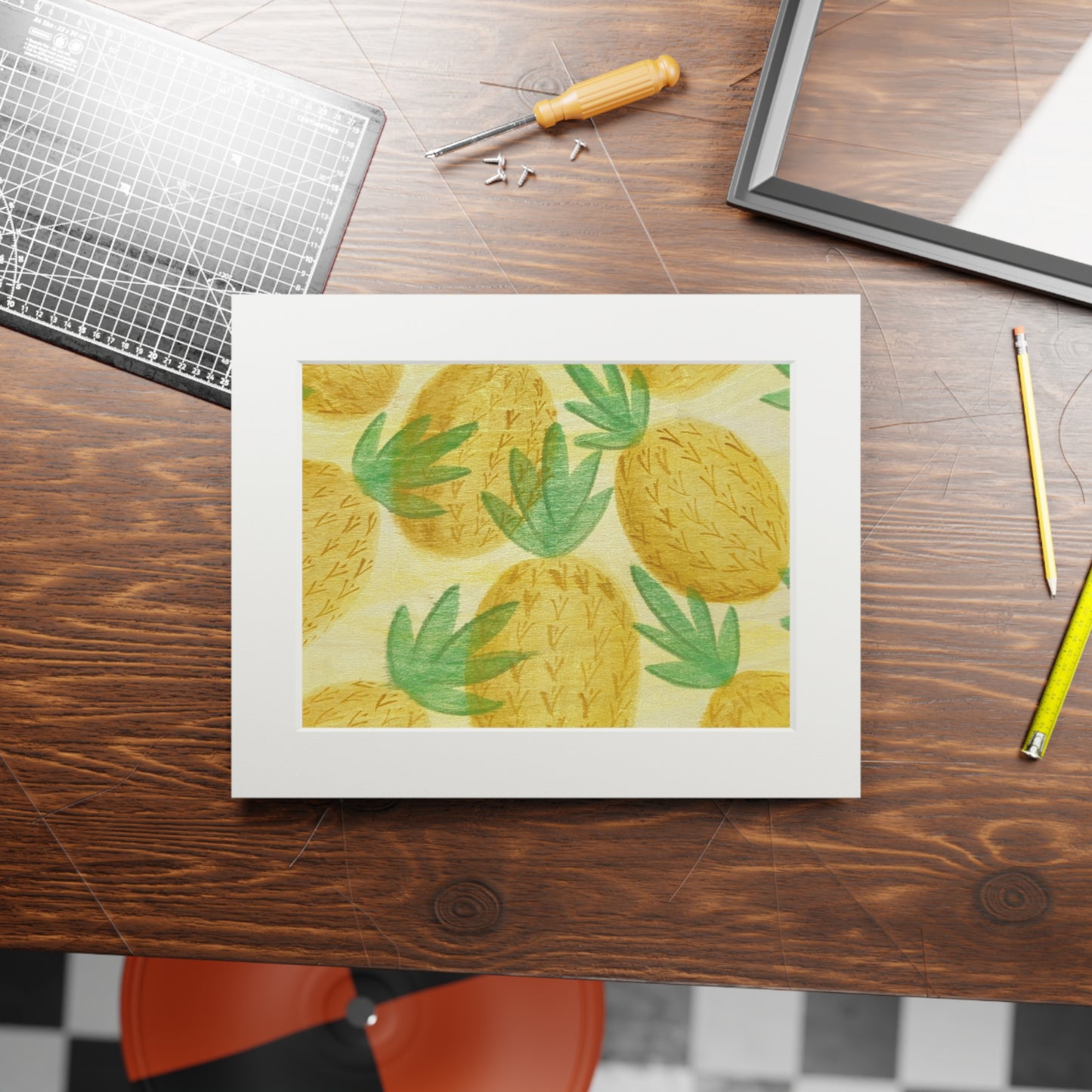 Pineapples matted print