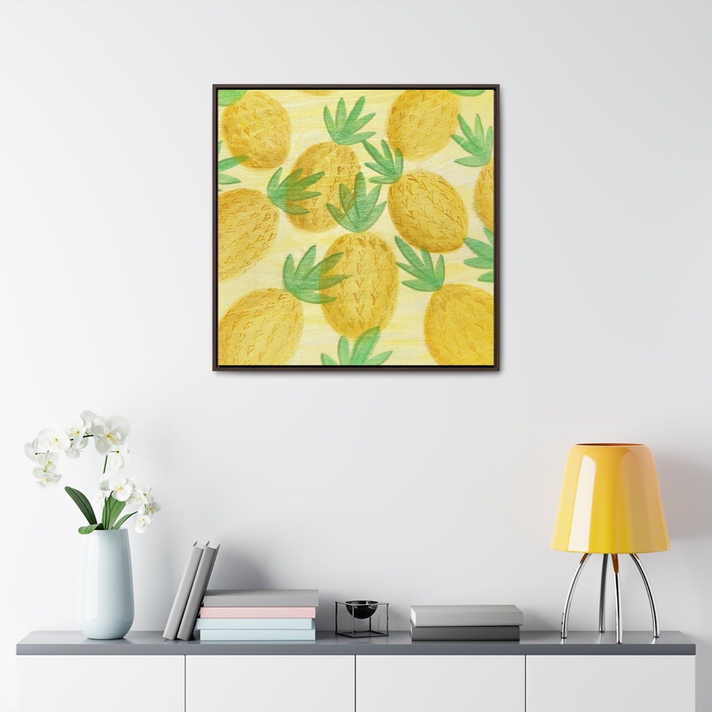 Canvas Print, Pineapple Pattern Square Frame Wall Art