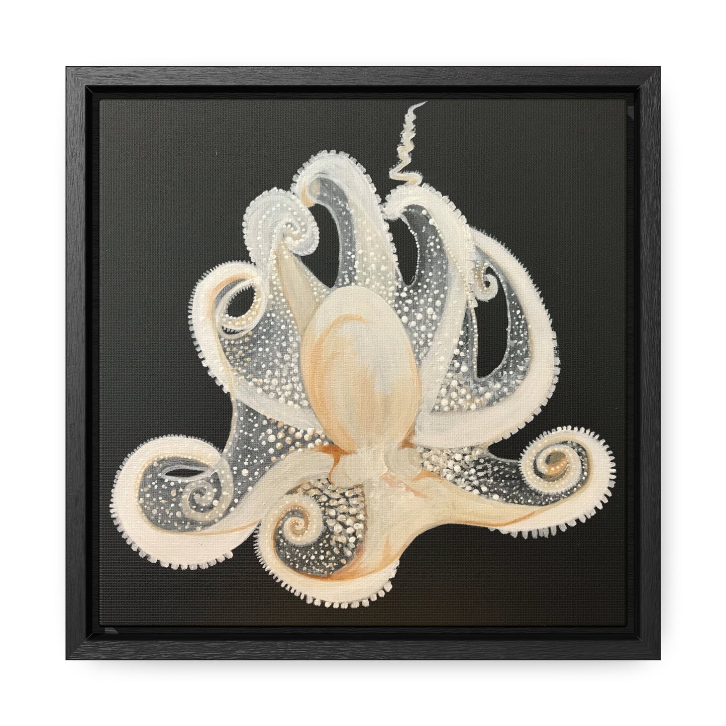 White Octopus, canvas print framed mini in 6x6 and 10x10