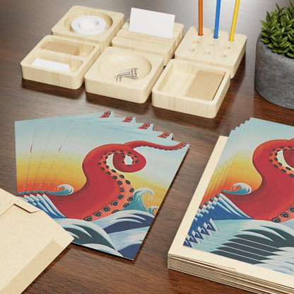 Red Tentacle Note Cards (1 or 10-pcs)