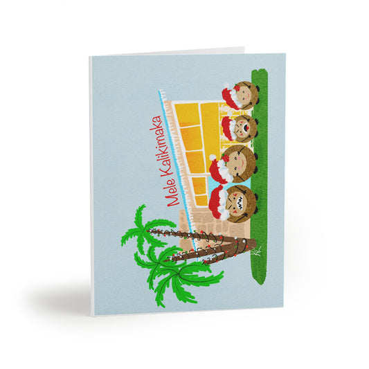 Mele Kalikimaka Coconut Family (son & daughter) Blank Greeting cards (8, 16, and 24 pcs)