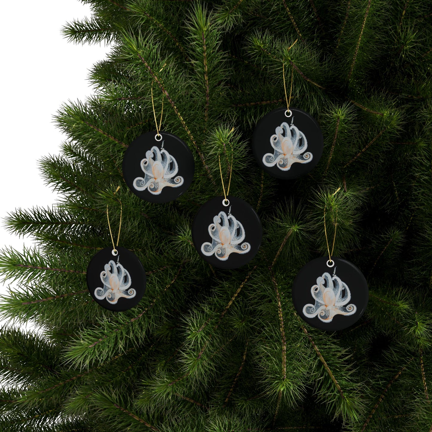 White Octopus Ceramic Ornaments (1pcs, 5pcs, 10pcs)