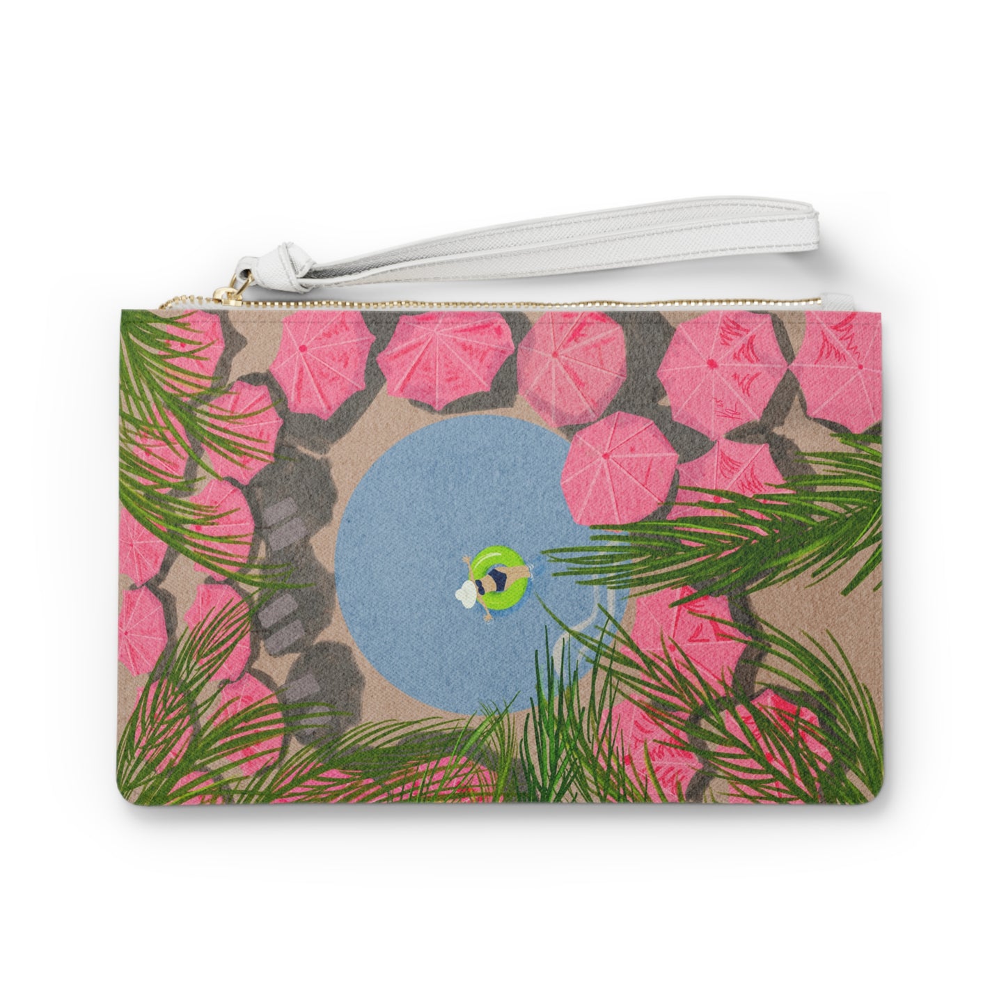 Royal Hawaiian Pool Clutch Vegan Leather Clutch Bag — Saffiano Wristlet for Nights Out