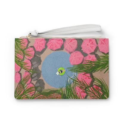 Royal Hawaiian Pool Clutch Vegan Leather Clutch Bag — Saffiano Wristlet for Nights Out