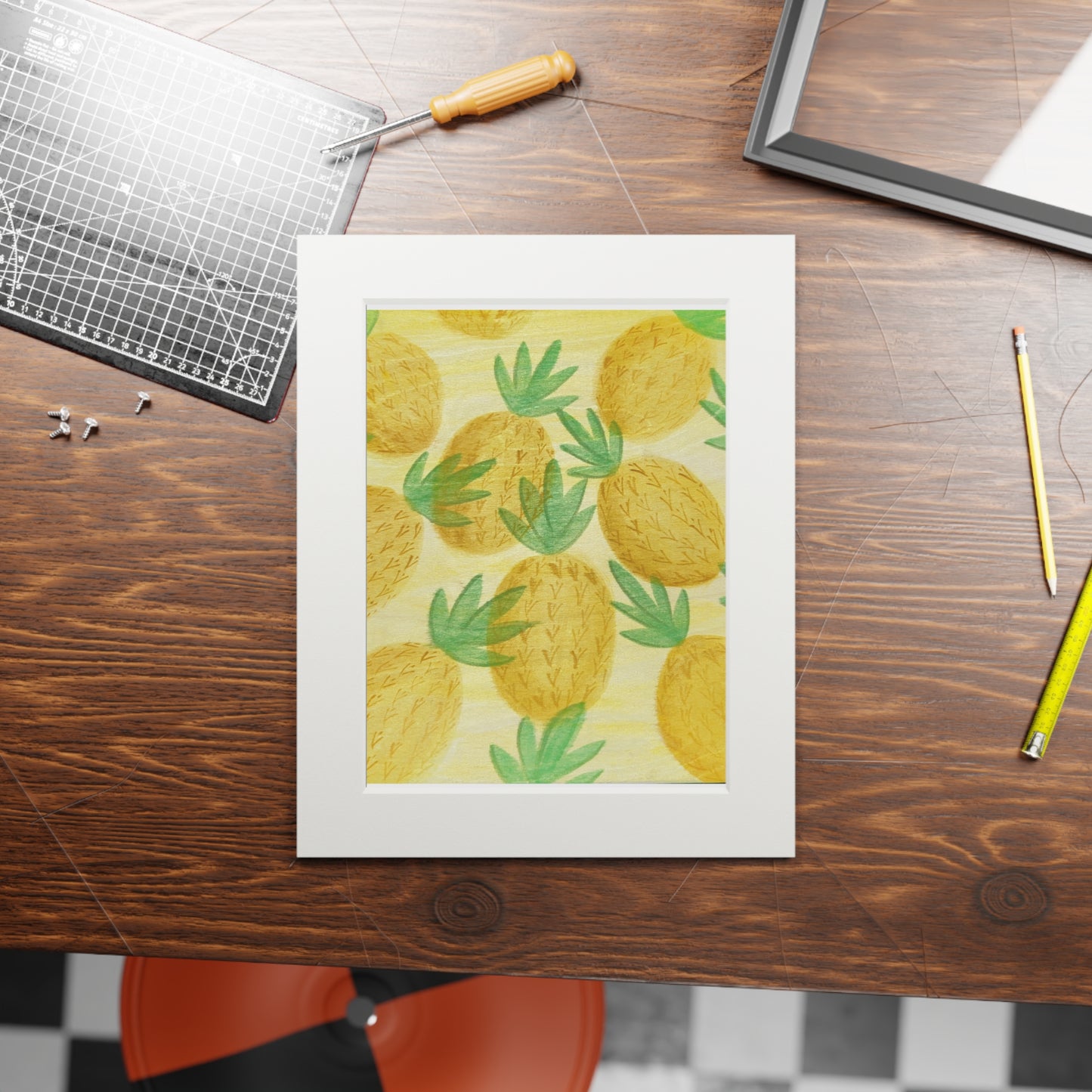Pineapples matted print