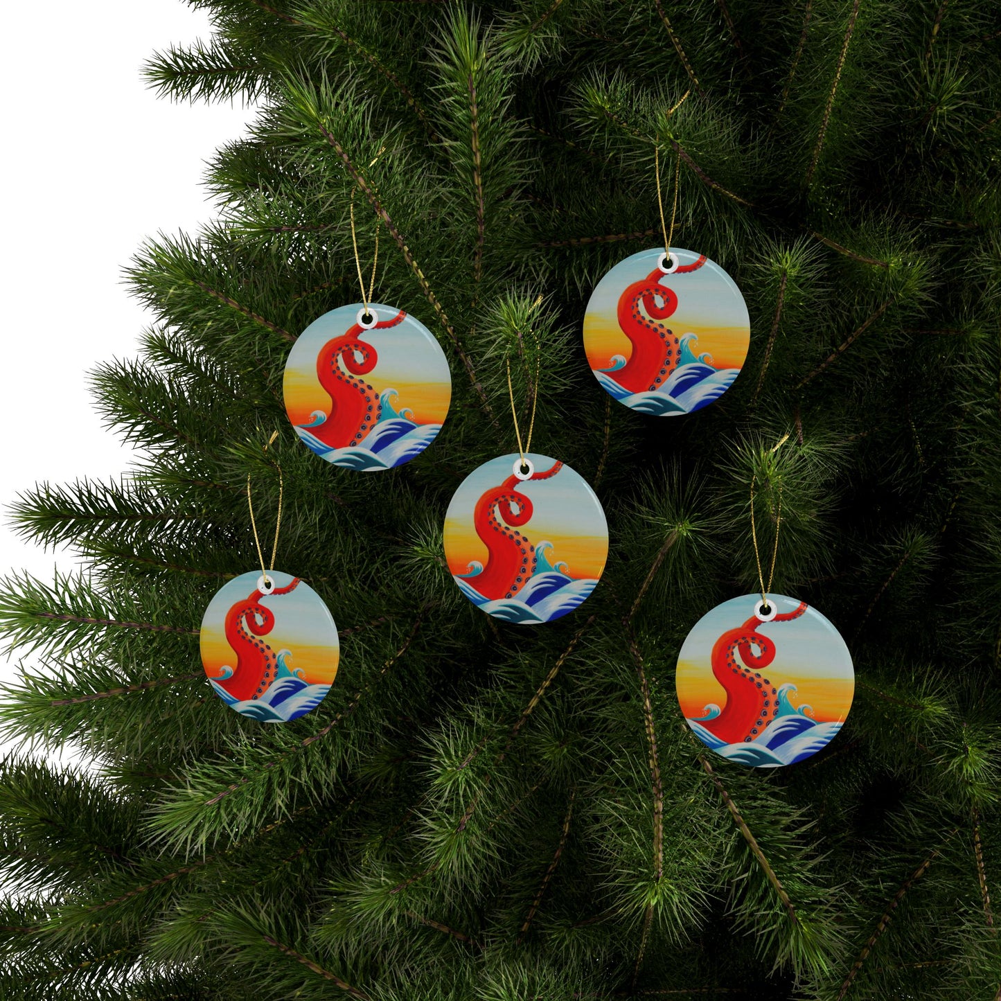 Red Tentacle Ceramic Ornaments (1pcs, 5pcs, 10pcs)