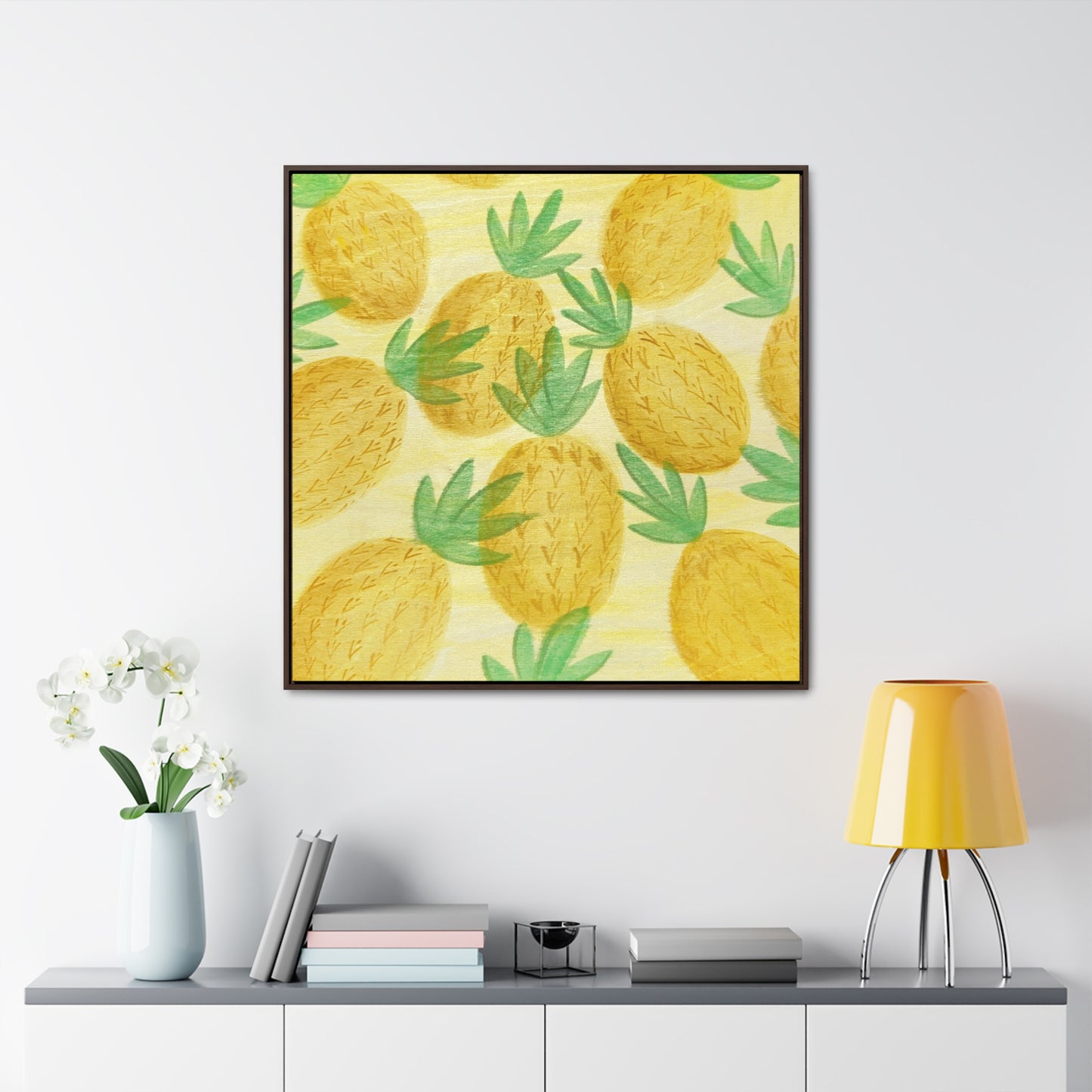 Canvas Print, Pineapple Pattern Square Frame Wall Art