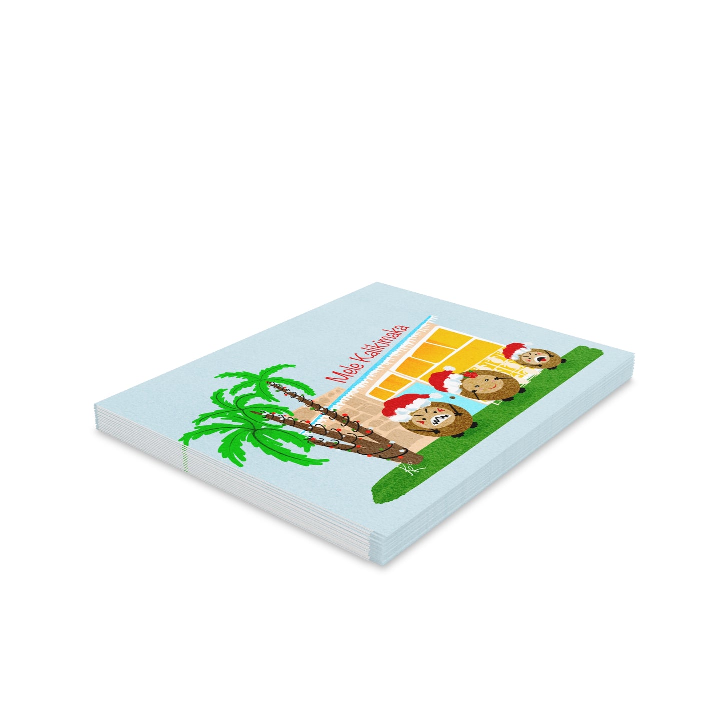 Mele Kalikimaka Coconut Family (son) Blank Greeting cards (8, 16, and 24 pcs)