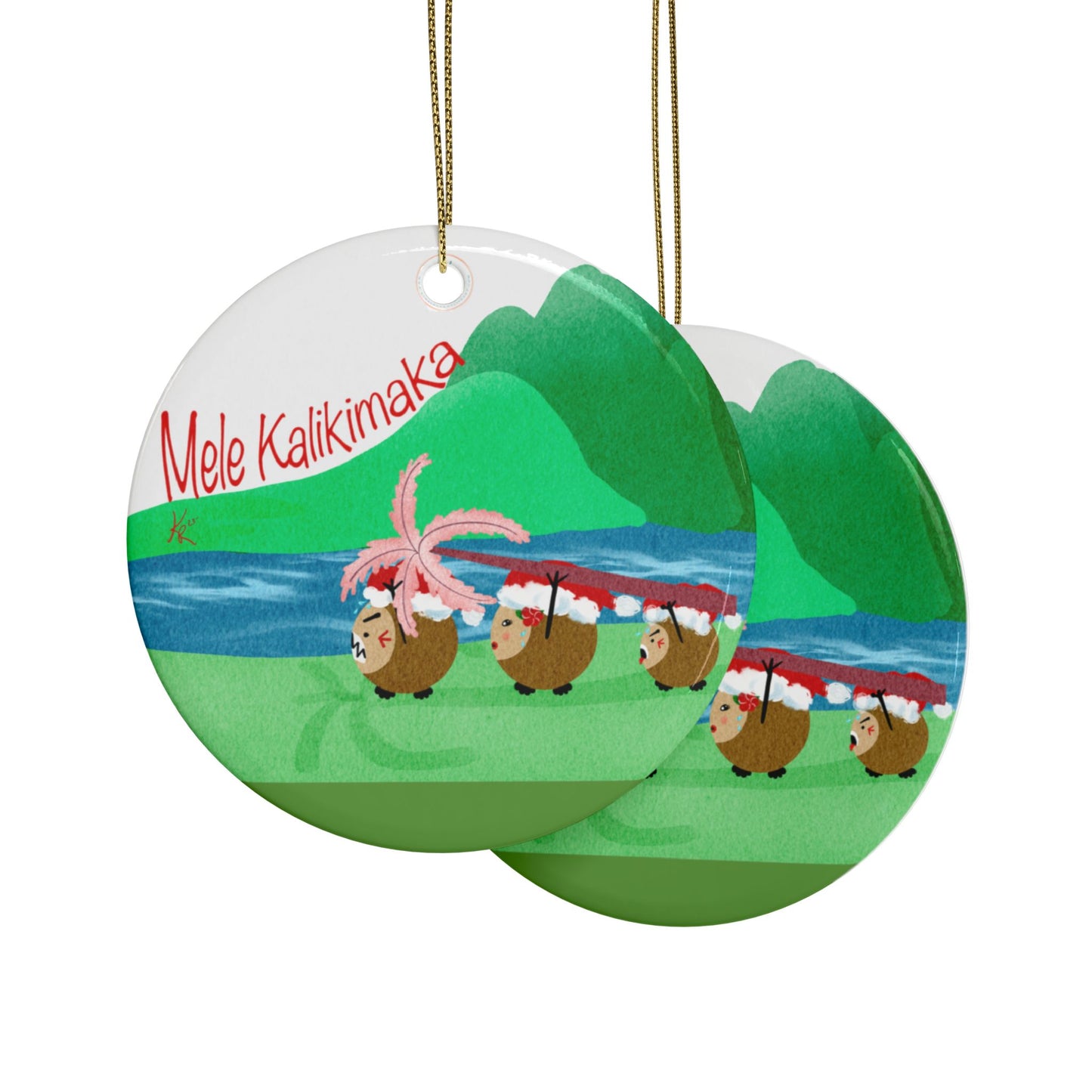 #2 Coconut Family Christmas Ceramic Ornaments (1pcs, 5pcs, 10pcs, 20pcs)