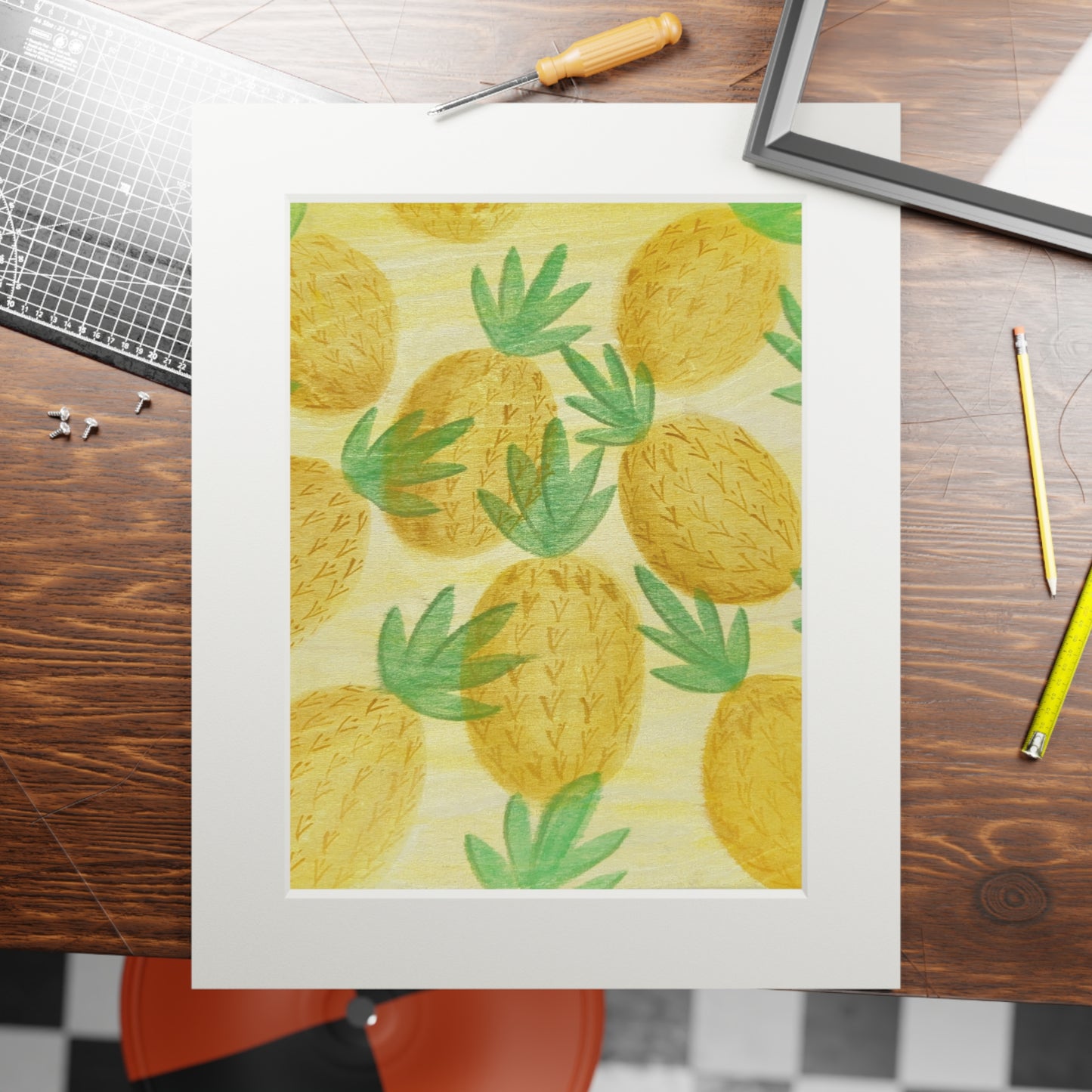 Pineapples matted print