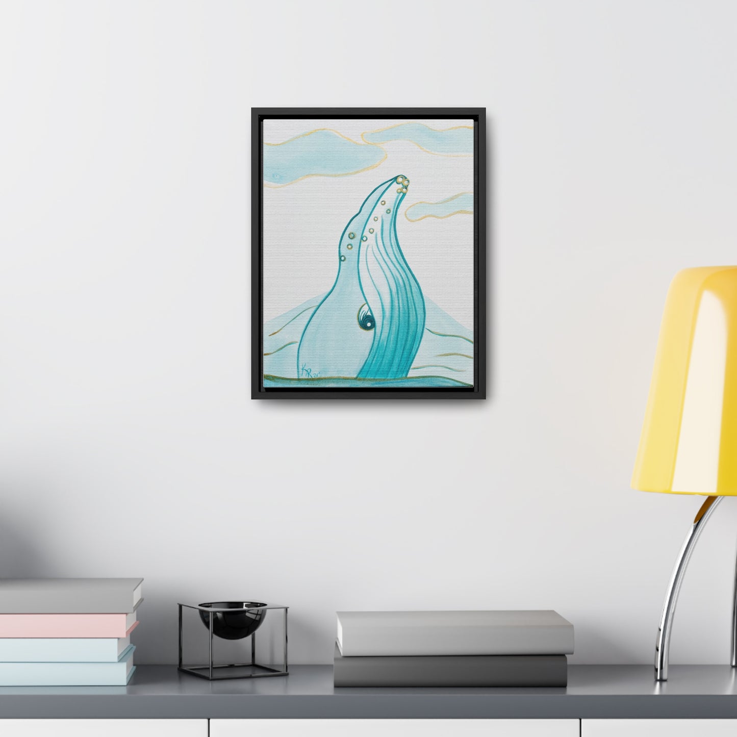 Dreamy Whale, Canvas, Framed