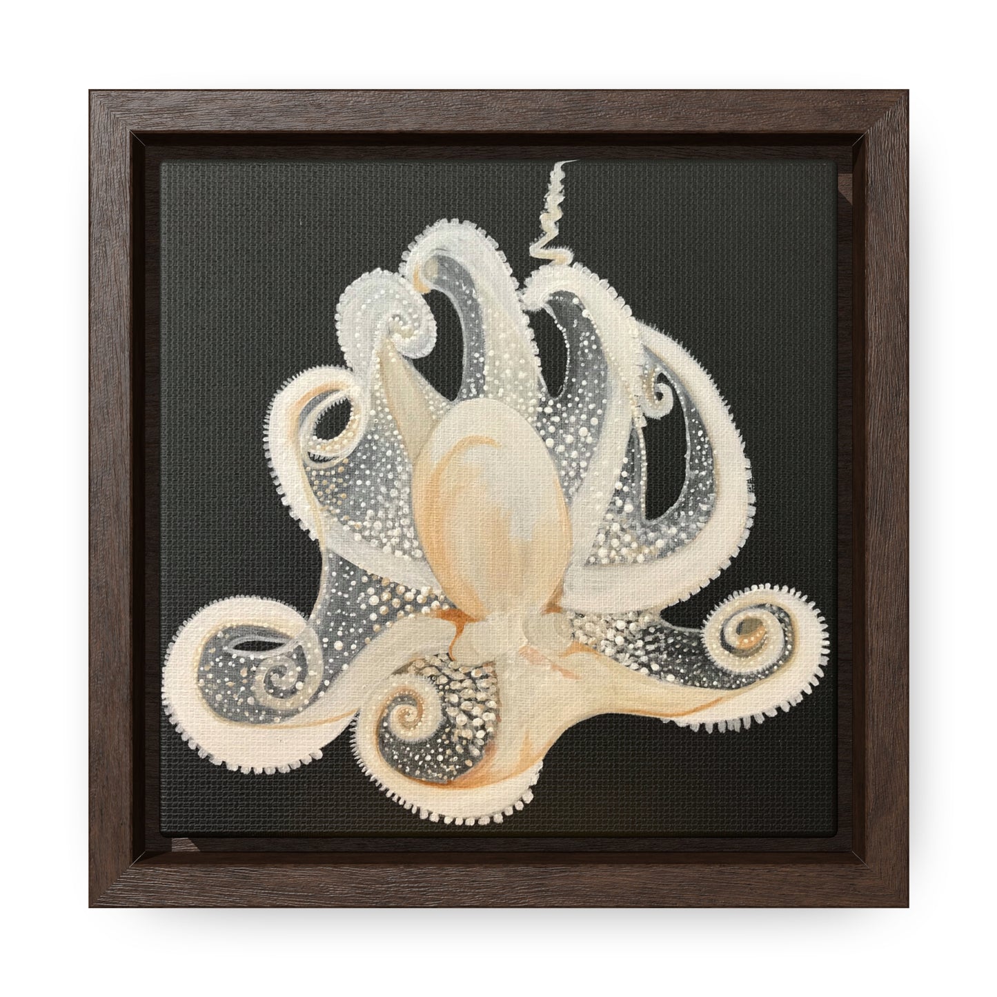 White Octopus, canvas print framed mini in 6x6 and 10x10