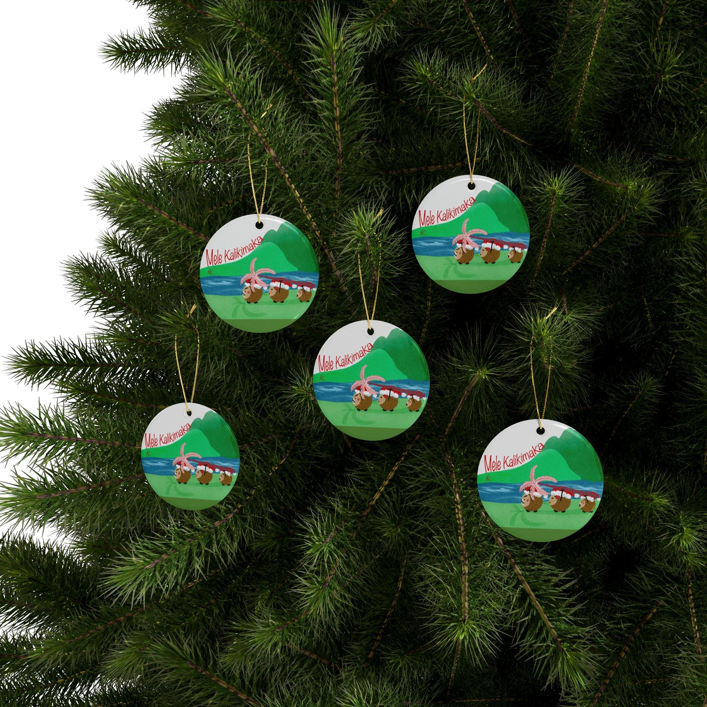 #2 Coconut Family Christmas Ceramic Ornaments (1pcs, 5pcs, 10pcs)
