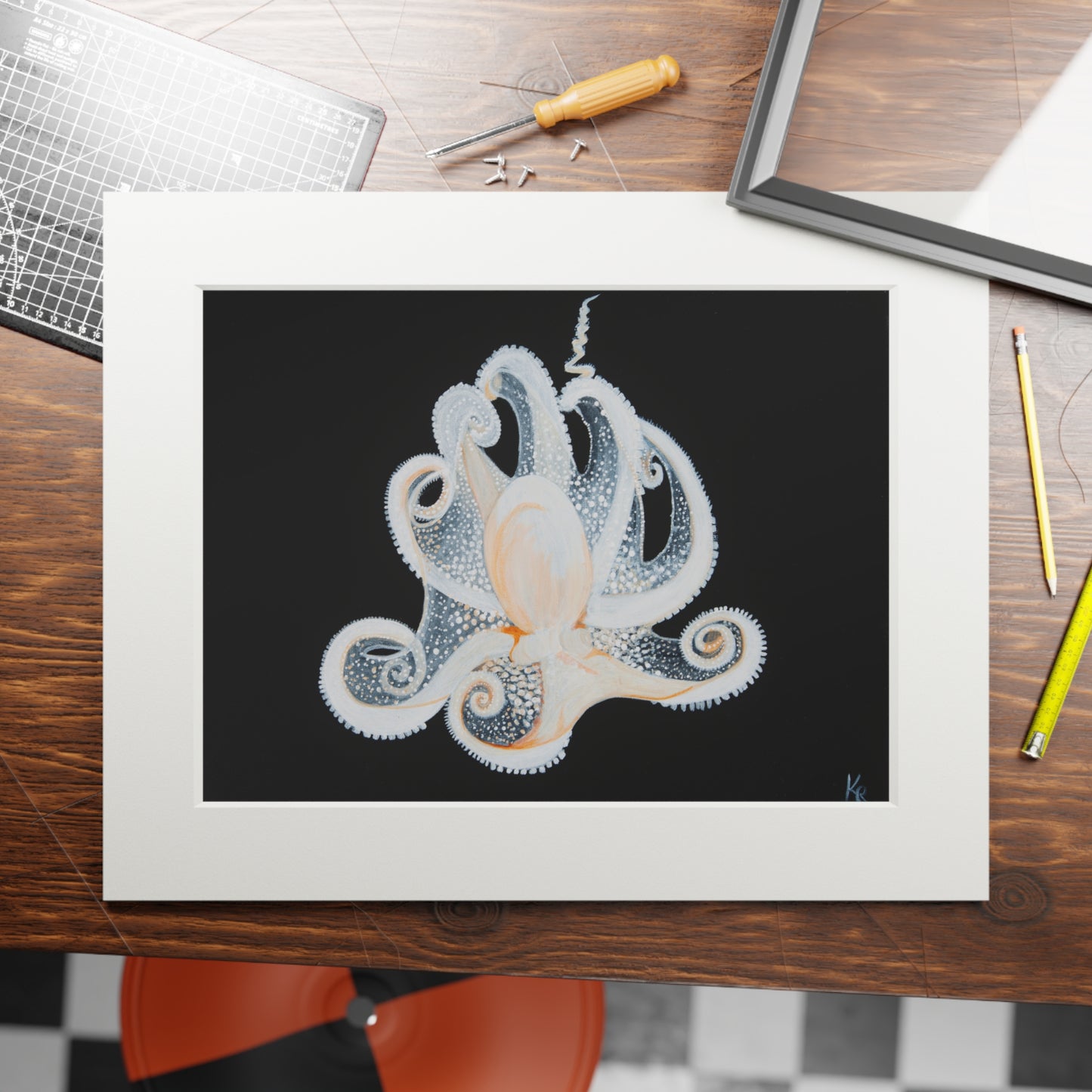 White Octopus 11x14" Mat Giclee Prints