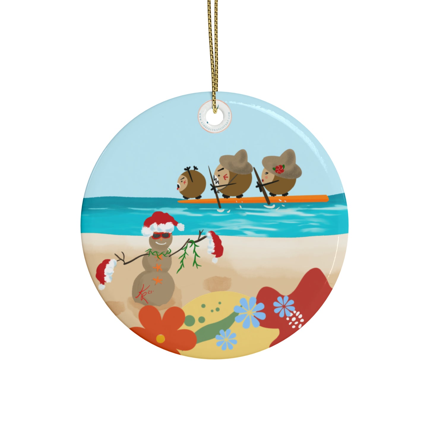 #5 Coconut Family Christmas  Ceramic Ornaments (1pcs, 5pcs, 10pcs, 20pcs)