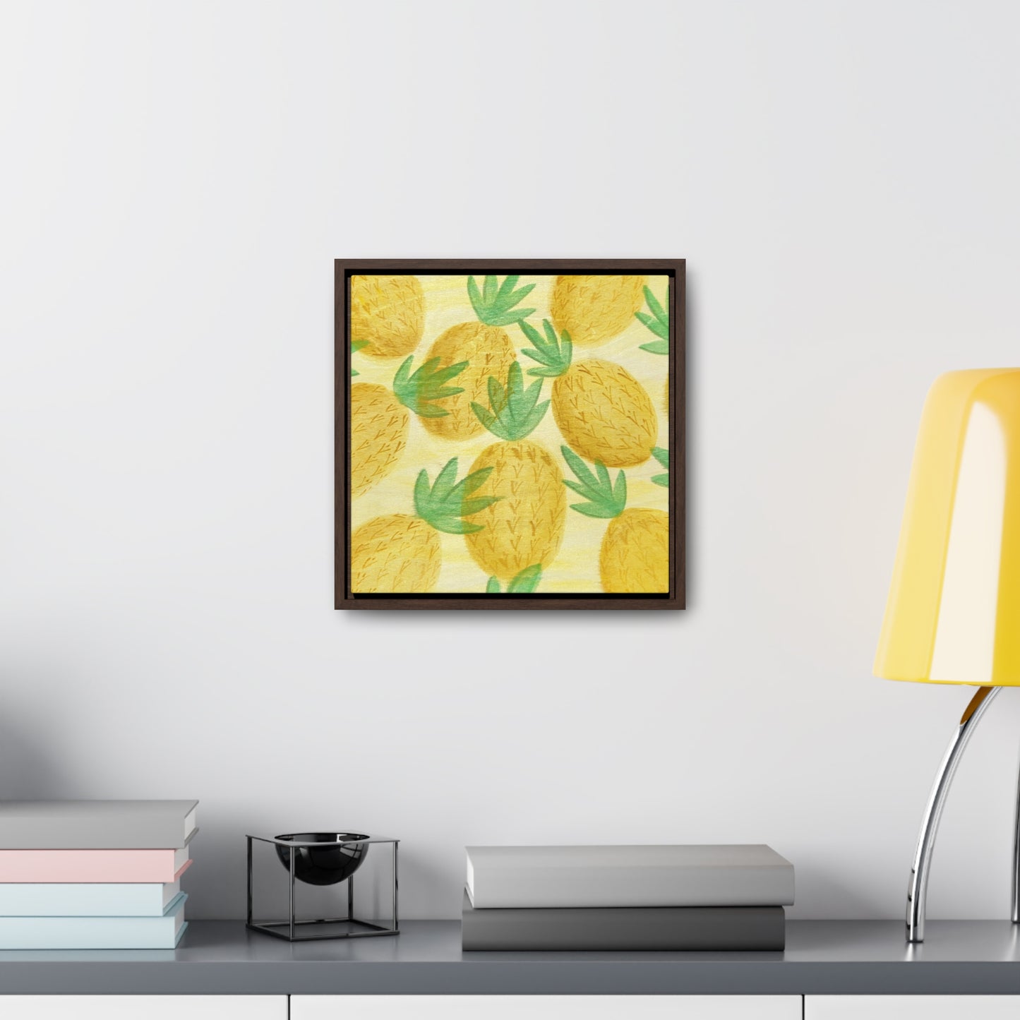 Canvas Print, Pineapple Pattern Square Frame Wall Art