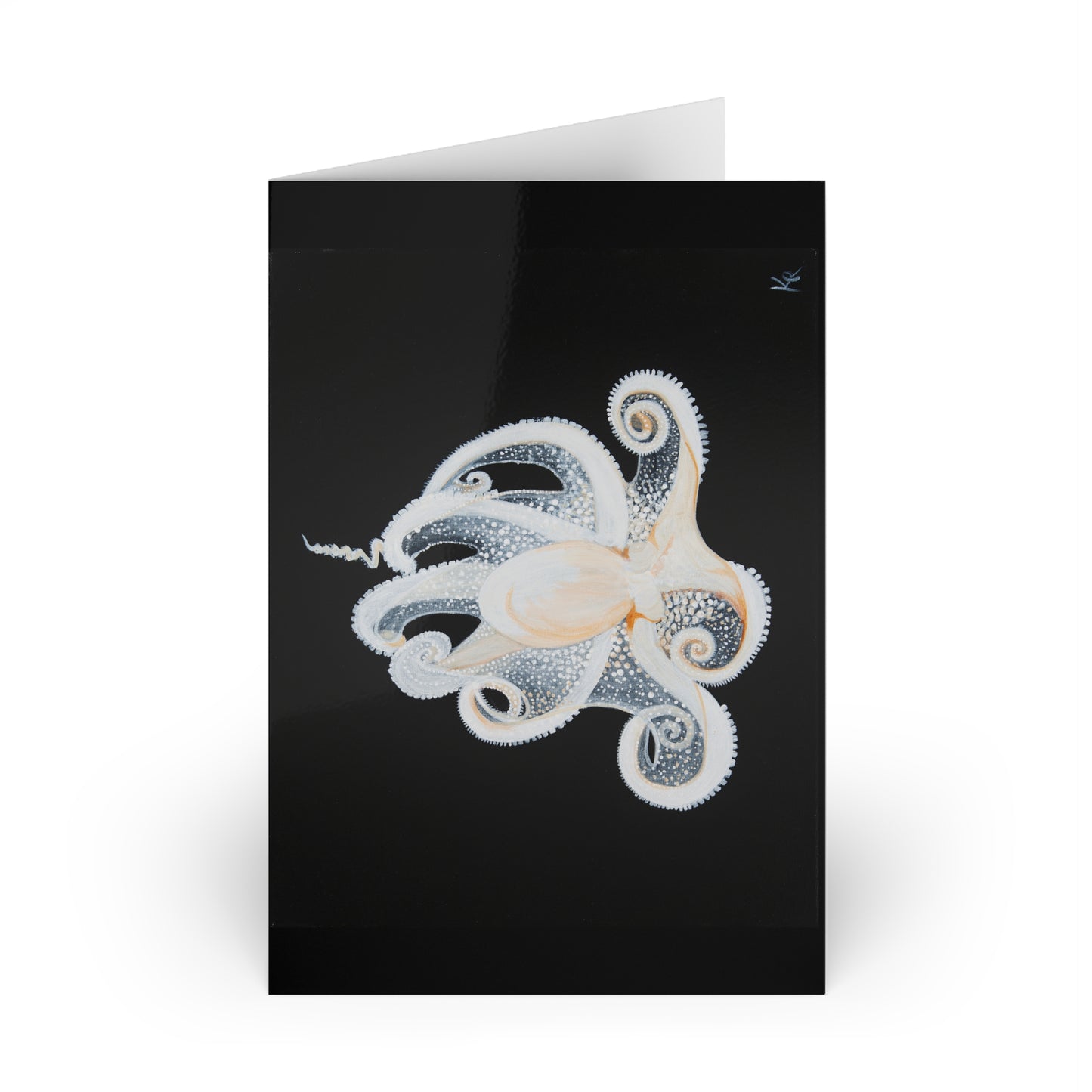 White Octopus Portrait,  Note Cards (1 or 10-pcs)