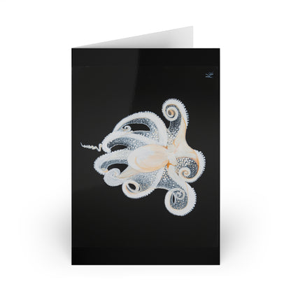 White Octopus Portrait,  Note Cards (1 or 10-pcs)