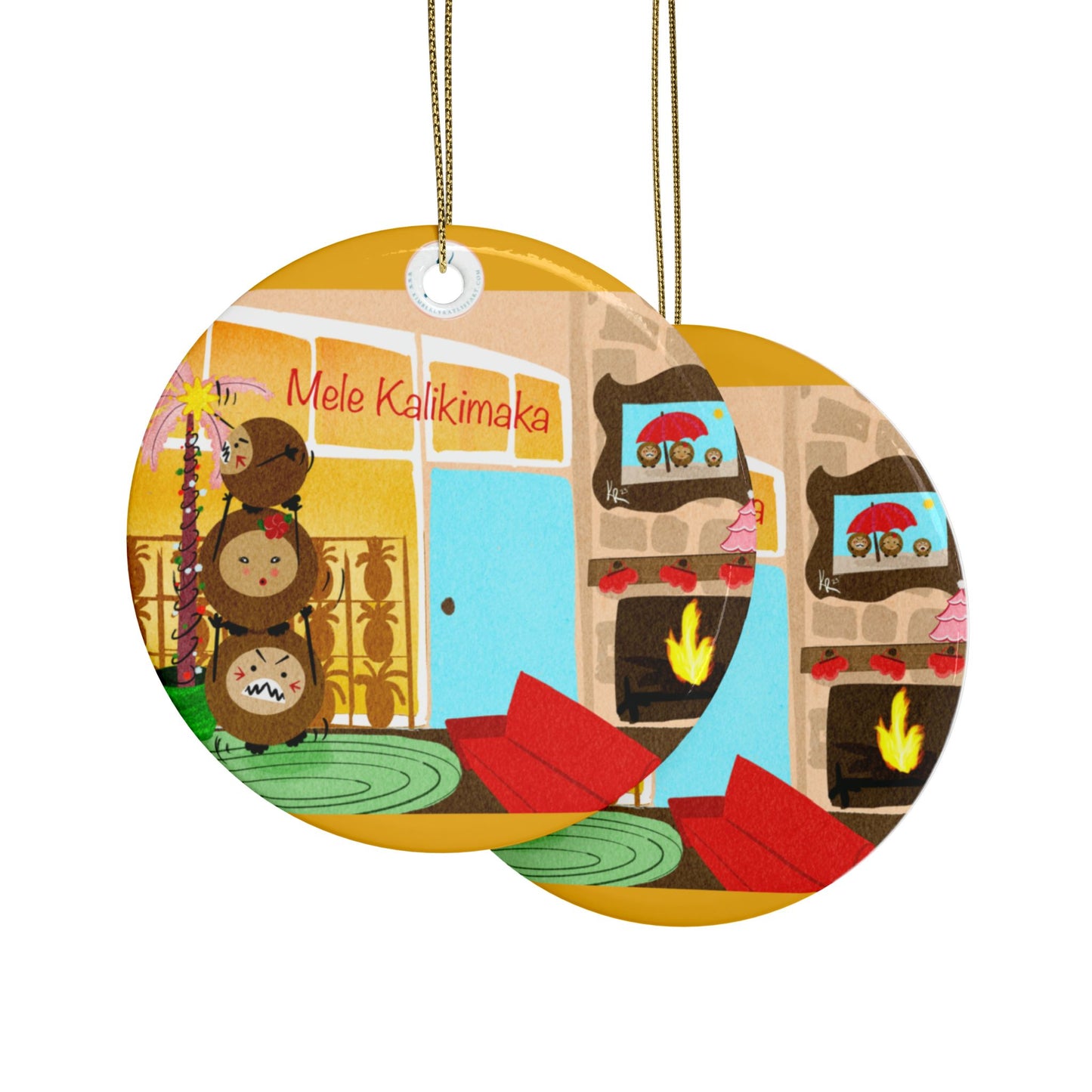#3 Coconut Family Christmas  Ceramic Ornaments (1pcs, 5pcs, 10pcs)