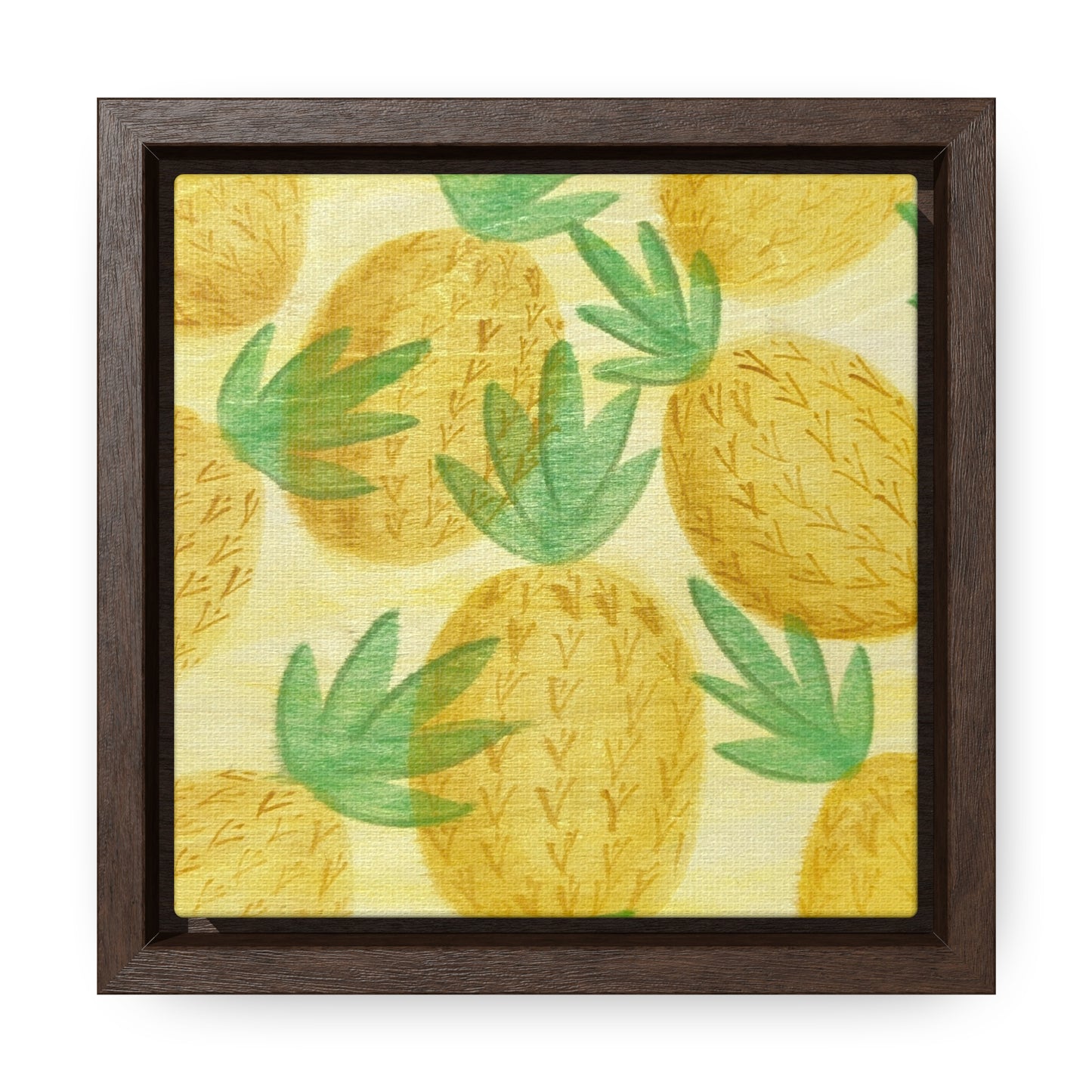 Canvas Print, Pineapple Pattern Square Frame Wall Art