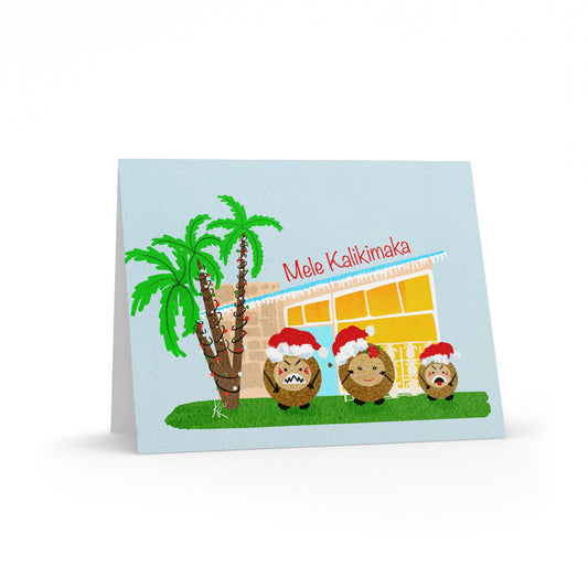 Mele Kalikimaka Coconut Family (son) Blank Greeting cards (8, 16, and 24 pcs)