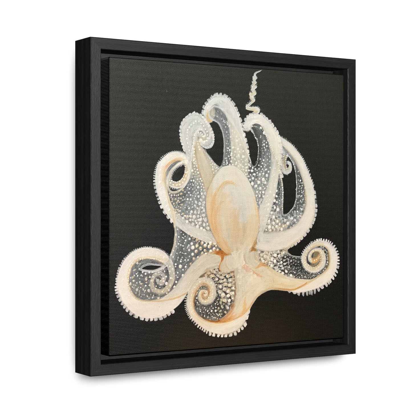 White Octopus, canvas print framed mini in 6x6 and 10x10